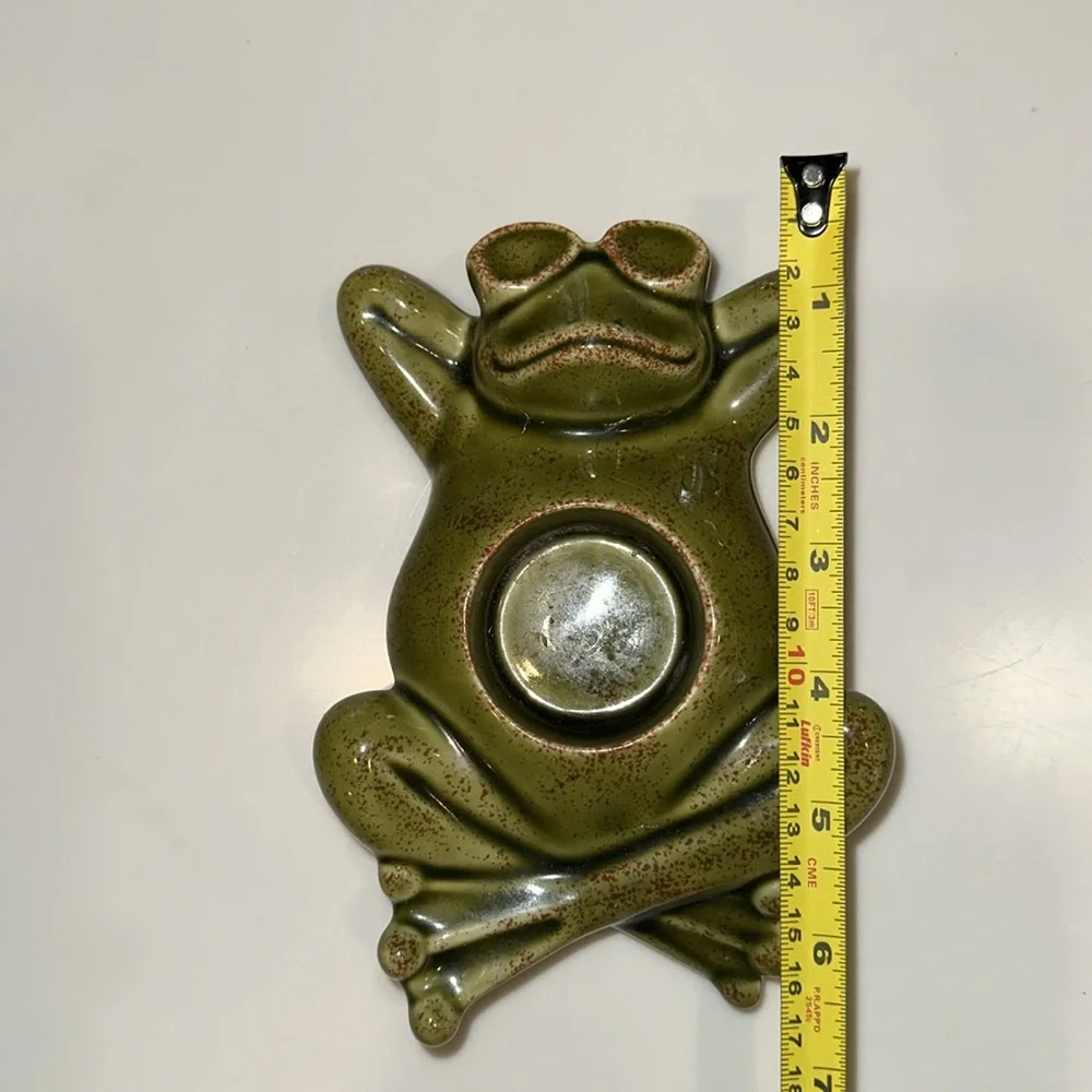 VINTAGE PARTYLITE Ceramic Sunbathing Frog Tea-light/Votive Candle Holder 7” - Picture 2 of 7